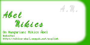 abel mikics business card